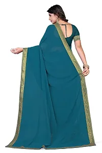 SHRISHARVADA TRANDZ Women's Lace Border Summer style Saree with Blouse Piece (MORPICH)-thumb3