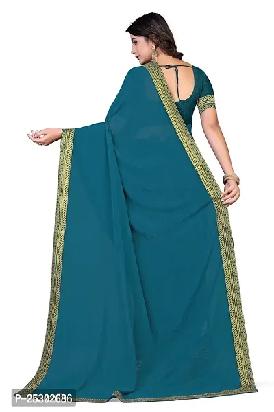 SHRISHARVADA TRANDZ Women's Lace Border Summer style Saree with Blouse Piece (MORPICH)-thumb4