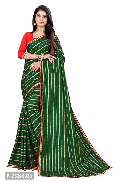 SHRISHARVADA TRANDZ Women's Woven Dola silk Saree leheriya sarees (GREEN)