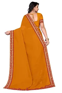 SHRISHARVADA TRANDZ Women's Georgette Saree with Blouse Piece lacepatti sarees (Yellow)-thumb3