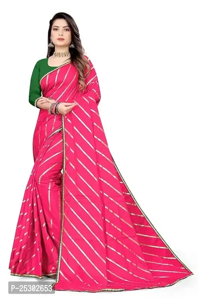 SHRISHARVADA TRANDZ Fancy saree Leheriya design womens (PINK)-thumb0