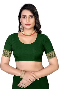 SHRISHARVADA TRANDZ Women's Lace Border Summer style Saree with Blouse Piece (GREEN)-thumb4