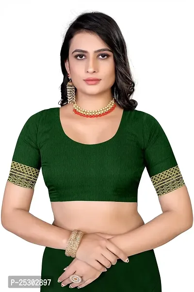 SHRISHARVADA TRANDZ Women's Lace Border Summer style Saree with Blouse Piece (GREEN)-thumb5