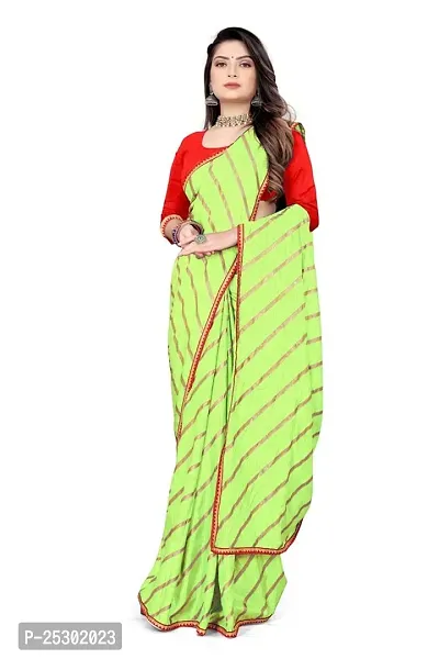 SHRISHARVADA TRANDZ Fancy saree Leheriya design womens (PISTA)-thumb3