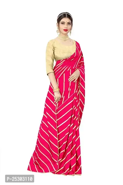 SHRISHARVADA TRANDZ Women's lehriya georgette printed sarees With Blouse Piece saree (Pink)-thumb3