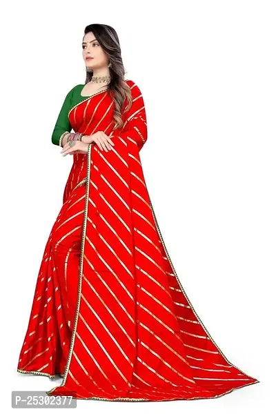 SHRISHARVADA TRANDZ Fancy saree Leheriya design womens (RED)-thumb2