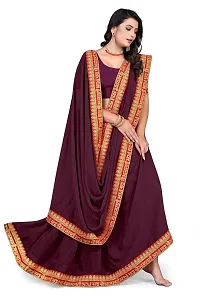 SHRISHARVADA TRANDZ Women's Georgette Saree with Blouse Piece lacepatti sarees (Wine)-thumb1