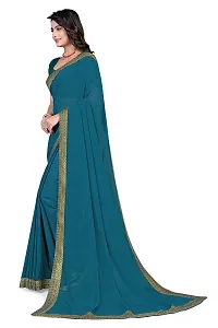 SHRISHARVADA TRANDZ Women's Lace Border Summer style Saree with Blouse Piece (MORPICH)-thumb1