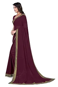 SHRISHARVADA TRANDZ Women's Lace Border Summer style Saree with Blouse Piece (WINE)-thumb1