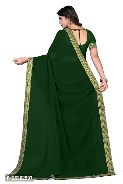 SHRISHARVADA TRANDZ Women's Lace Border Summer style Saree with Blouse Piece (GREEN)-thumb4