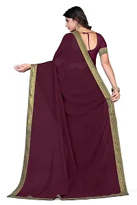 SHRISHARVADA TRANDZ Women's Lace Border Summer style Saree with Blouse Piece (WINE)-thumb3