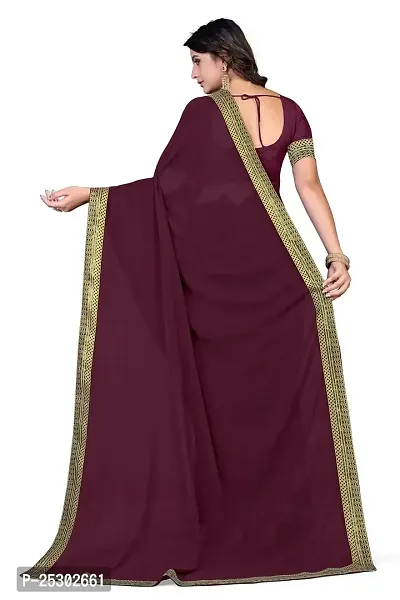 SHRISHARVADA TRANDZ Women's Lace Border Summer style Saree with Blouse Piece (WINE)-thumb4