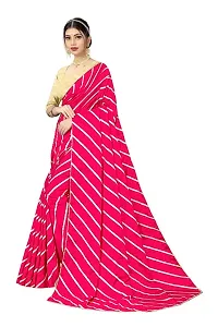 SHRISHARVADA TRANDZ Women's lehriya georgette printed sarees With Blouse Piece saree (Pink)-thumb1