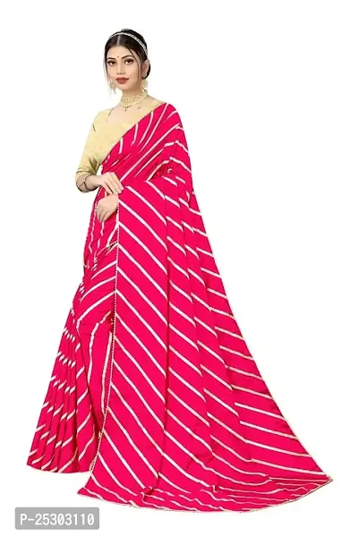 SHRISHARVADA TRANDZ Women's lehriya georgette printed sarees With Blouse Piece saree (Pink)-thumb2