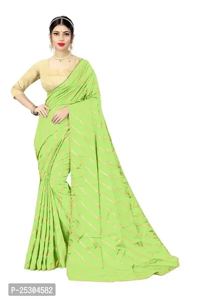SHRISHARVADA TRANDZ Women's lehriya georgette printed sarees With Blouse Piece saree (Pista)