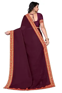 SHRISHARVADA TRANDZ Women's Georgette Saree with Blouse Piece lacepatti sarees (Wine)-thumb2