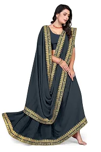 SHRISHARVADA TRANDZ Women's Georgette Saree with Blouse Piece lacepatti sarees (Blue)-thumb2