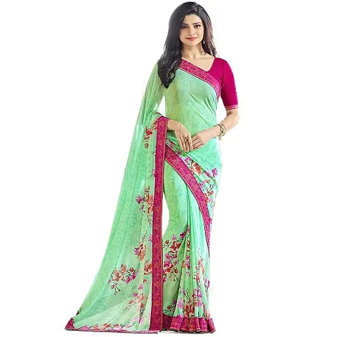 SHRISHARVADA TRANDZ fashion georgette saree with blouse piece sarees. (c green)