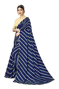 SHRISHARVADA TRANDZ Women's lehriya georgette printed sarees With Blouse Piece saree (Blue)-thumb1