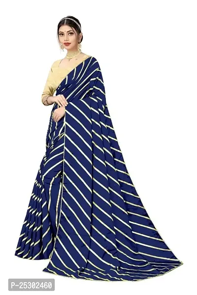 SHRISHARVADA TRANDZ Women's lehriya georgette printed sarees With Blouse Piece saree (Blue)-thumb2