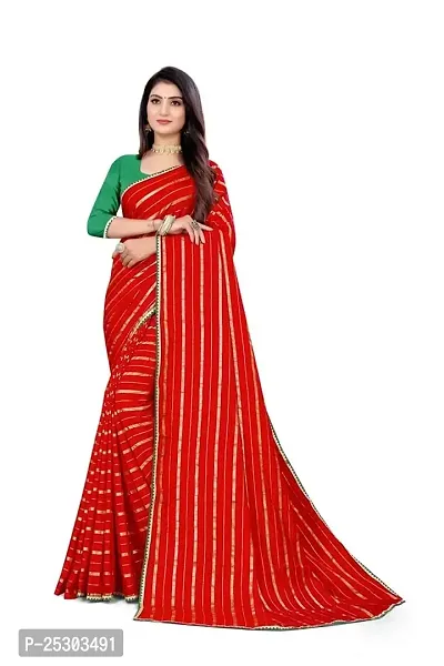 SHRISHARVADA TRANDZ Women's Woven Dola silk Saree leheriya sarees (RED)