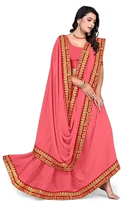 SHRISHARVADA TRANDZ Women's Georgette Saree with Blouse Piece lacepatti sarees (Pink)-thumb1