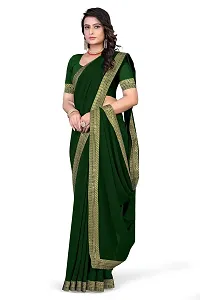 SHRISHARVADA TRANDZ Women's Lace Border Summer style Saree with Blouse Piece (GREEN)-thumb2