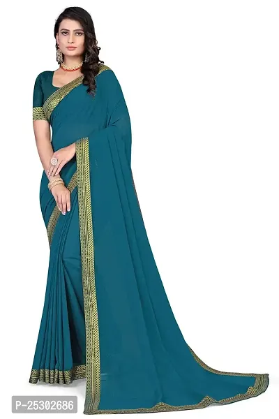 SHRISHARVADA TRANDZ Women's Lace Border Summer style Saree with Blouse Piece (MORPICH)