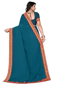 SHRISHARVADA TRANDZ Women's Georgette Saree with Blouse Piece lacepatti sarees (Morpich)-thumb2