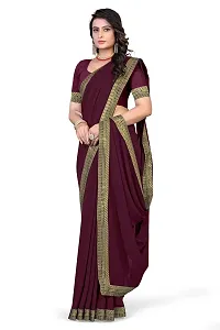 SHRISHARVADA TRANDZ Women's Lace Border Summer style Saree with Blouse Piece (WINE)-thumb2