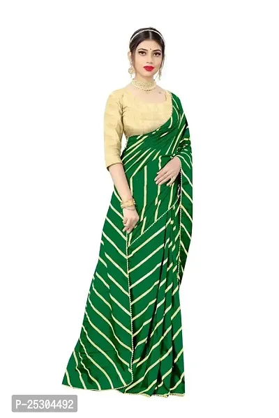 SHRISHARVADA TRANDZ Women's lehriya georgette printed sarees With Blouse Piece saree (Green)-thumb3