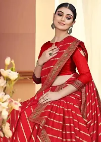 SHRISHARVADA TRANDZ saree Leheriya saree with lace border dola silk chiffon jacquard lace work lahriya foil print sarees with blouse piece (RED)-thumb2