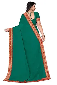 SHRISHARVADA TRANDZ Women's Georgette Saree with Blouse Piece lacepatti sarees (Rama)-thumb3