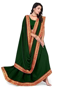 SHRISHARVADA TRANDZ Women's Georgette Saree with Blouse Piece lacepatti sarees (Green)-thumb2