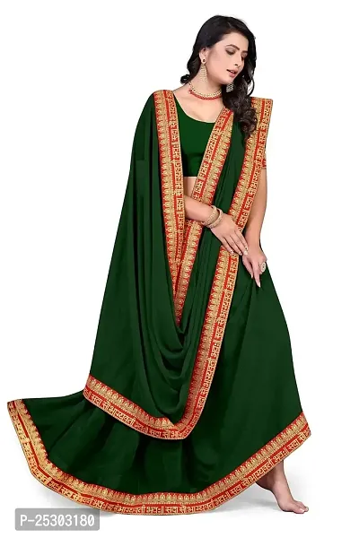 SHRISHARVADA TRANDZ Women's Georgette Saree with Blouse Piece lacepatti sarees (Green)-thumb3
