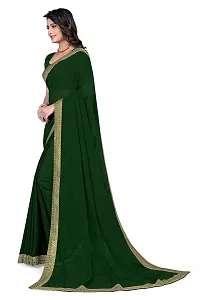 SHRISHARVADA TRANDZ Women's Lace Border Summer style Saree with Blouse Piece (GREEN)-thumb1