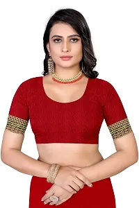 SHRISHARVADA TRANDZ Women's Lace Border Summer style Saree with Blouse Piece (RED)-thumb4