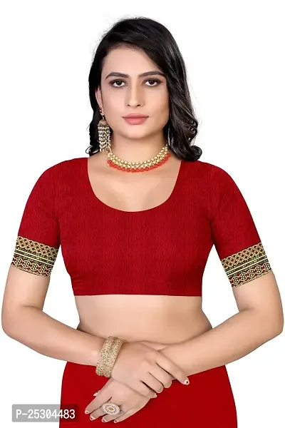 SHRISHARVADA TRANDZ Women's Lace Border Summer style Saree with Blouse Piece (RED)-thumb5