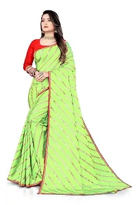 SHRISHARVADA TRANDZ Fancy saree Leheriya design womens (PISTA)-thumb1