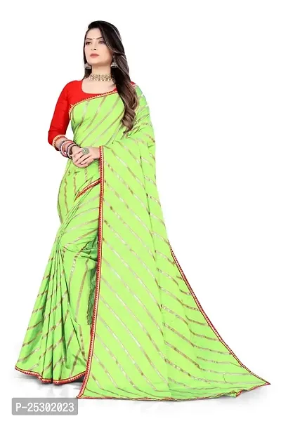 SHRISHARVADA TRANDZ Fancy saree Leheriya design womens (PISTA)-thumb2