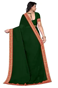 SHRISHARVADA TRANDZ Women's Georgette Saree with Blouse Piece lacepatti sarees (Green)-thumb3