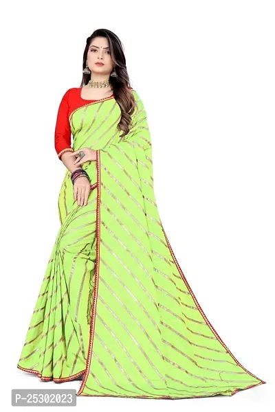 SHRISHARVADA TRANDZ Fancy saree Leheriya design womens (PISTA)-thumb5