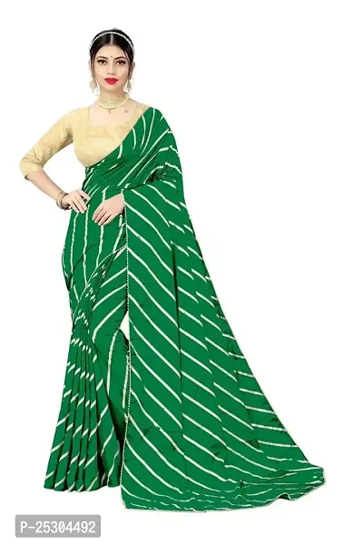 SHRISHARVADA TRANDZ Women's lehriya georgette printed sarees With Blouse Piece saree (Green)