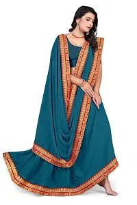 SHRISHARVADA TRANDZ Women's Georgette Saree with Blouse Piece lacepatti sarees (Morpich)-thumb1