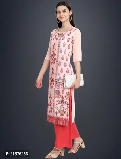 Elegant American Crepe Pink Printed 3/4 Sleeve Kurta For Women-thumb2