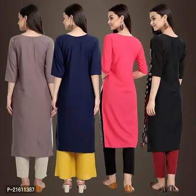 Elegant Crepe Printed Straight 3/4 Sleeves Kurta For Women- Pack Of 4-thumb2