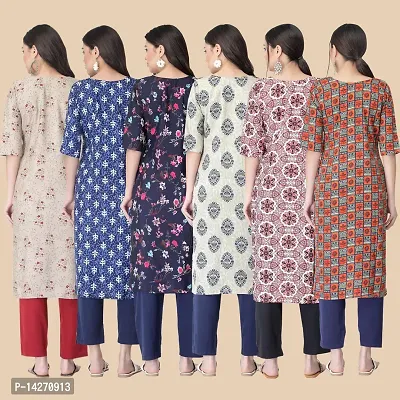 Straight Multicoloured  Crepe Kurta Combo Set Of 6-thumb2