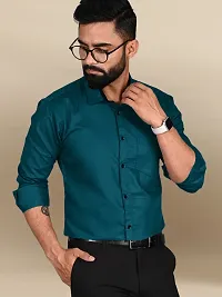 Stylish Cotton Blue Solid Formal Shirt For Men-thumb2