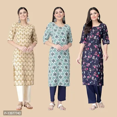 Classic Crepe Printed Kurtis For Women Combo Pack Of 3