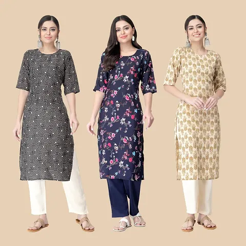 Classic Crepe Printed Kurtis Combo Pack Of 3 Vol 4